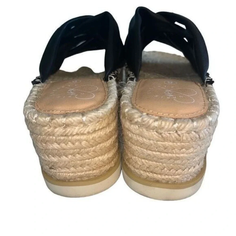 Oasis Society Black Crisscross Platform Espadrille Sandals 8 Slip‎ On Slide